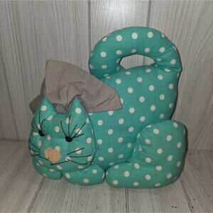 Vtg 80s Stuffed Polka Dotted Cat Kitten Door Stop Boho Cottagecore Farmhouse